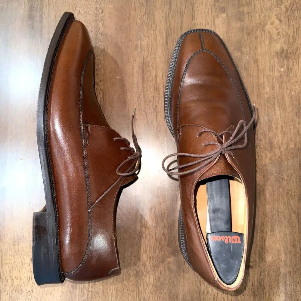 Mezlan Torello Apron Toe Derby Brown Leather Lace Up Dress Shoes Spain Mens 11W